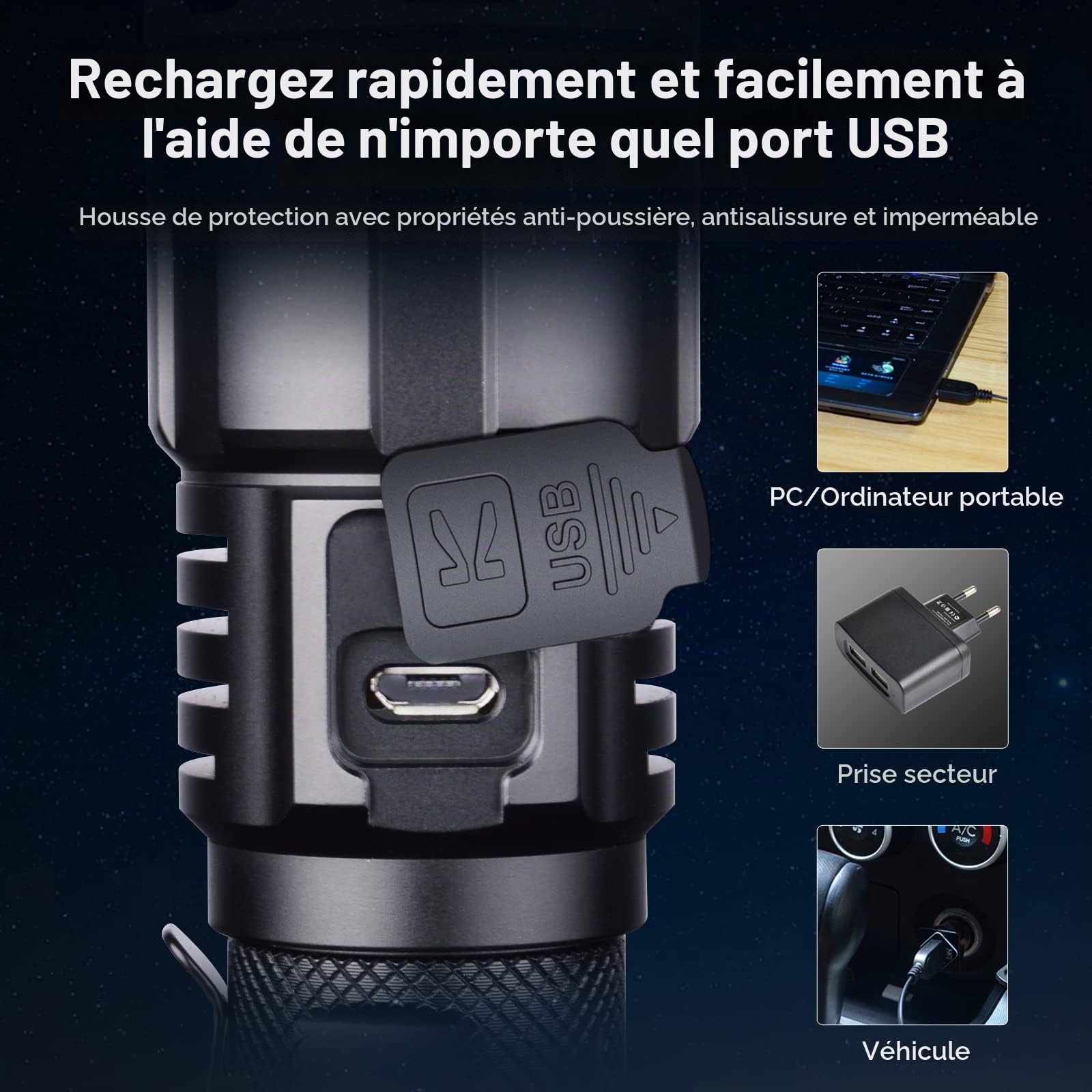 klarus XT11S 1100 Lumens Rechargeable Tactical Lampe Torche, Reach de faisceau 330m, Double interrupteurs de queue Lampe de poche avec étui