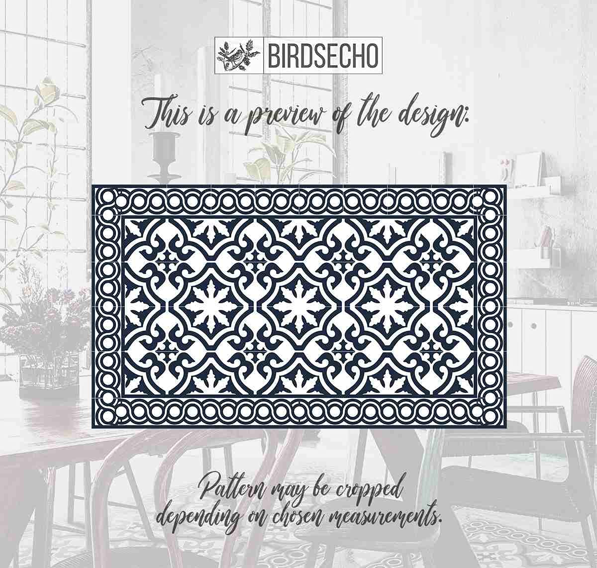 BirdsEcho Vinyl Tapijt Vinyl Vloerklee 80x198cm Effen Mat Woonkamer PVC Linoleum Vloerkleed Keuken Decor Mat - Azulejos Classic