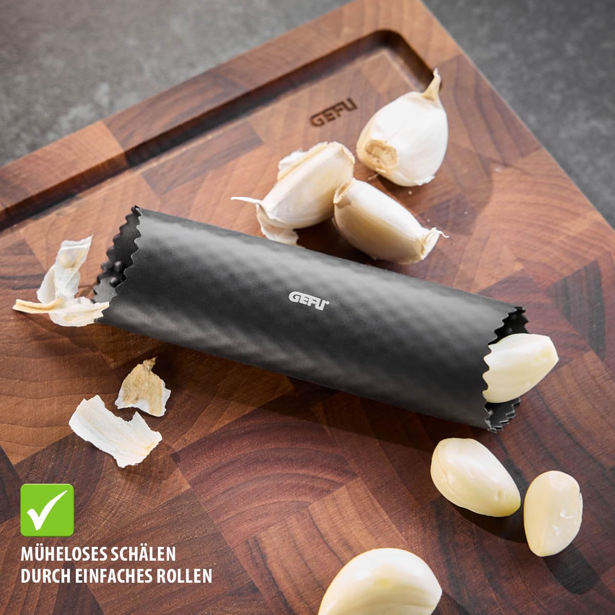 GEFU Knoblauchpresse GARLICO + Knoblauchschäler TUBIO Set
