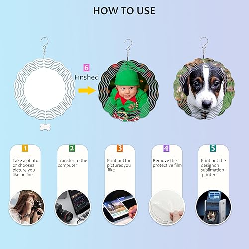 Miniatura 3 de Paquete de 6 hilanderos de viento de sublimación, molinillos de viento de metal de aluminio 3D de 10 pulgadas con 6 pequeños productos de