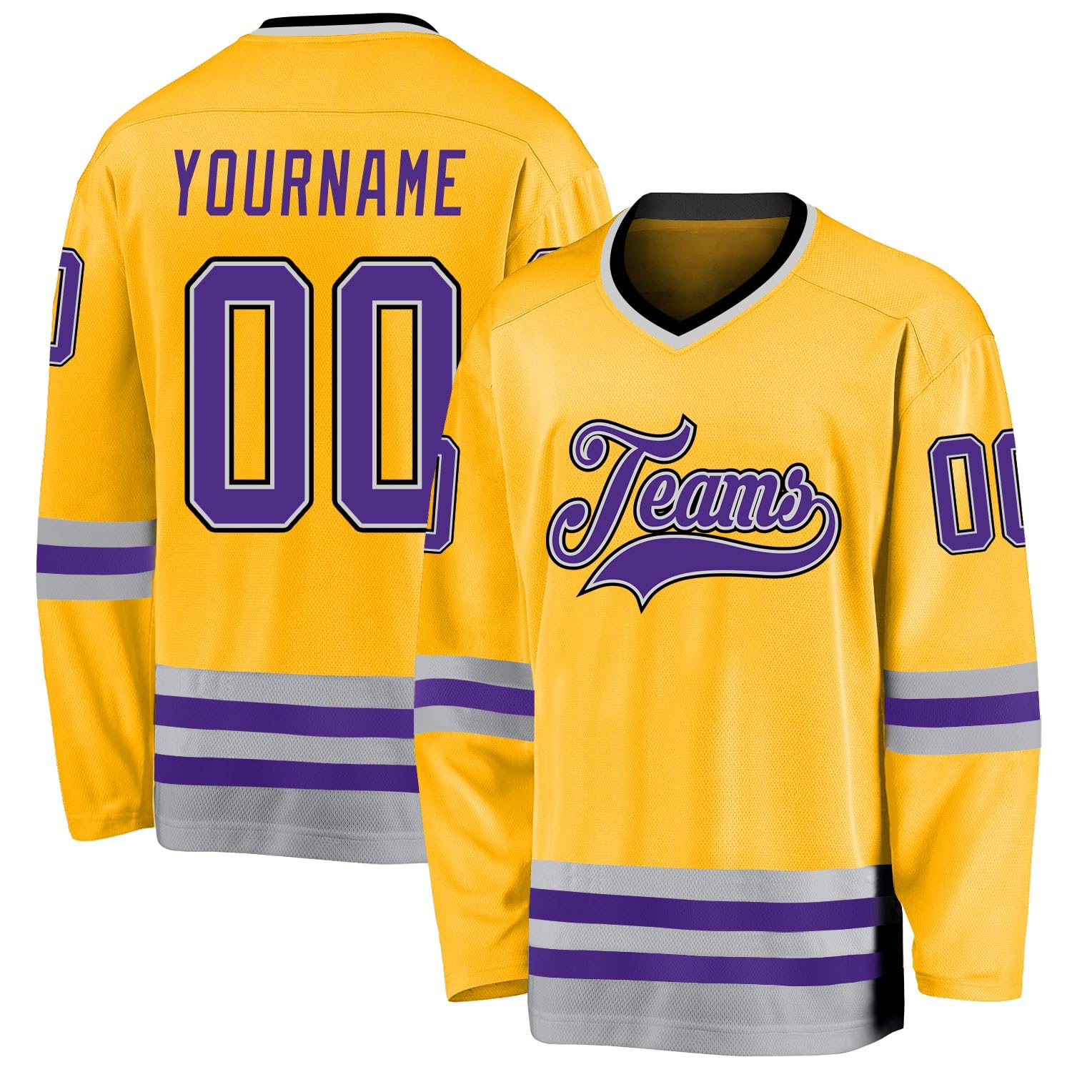 Custom Name Team Name Number White Navy-Gray Hockey Jersey Personalized V-Neck Sports Hockey Jersey for Men Women Youth