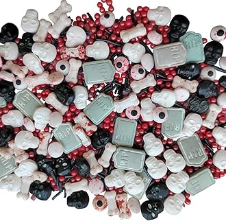 1 Bottle Candy Eyeballs Bloody Red Eyes Dog Bones Cake Cupcake Toppers Cookie Decorations Edible Dessert Sprinkles Mix for Halloween Cake Cupcakes Decoration