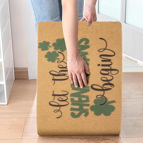 Miniatura 9 de HinyBoeh Tapete de bienvenida del día de San Patricio, trébol de la suerte, fibra de coco, trébol de la suerte, tapete de bienvenida para puerta