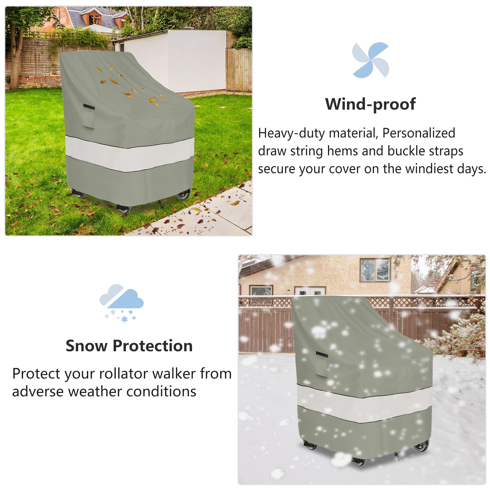 Rollator Walker Cover,Outdoor Waterproof Dustproof Rolling Walker Covers,Fits Walkers for Seniors with Wheels and Seat(Cover Only , Grayish Green)