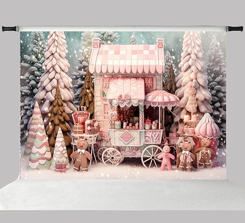 Kate Árbol de Navidad de chocolate de 10 x 6.5 pies, decoración de copos de nieve congelados, fondos de fotos para fotografía, cuentos de hadas,