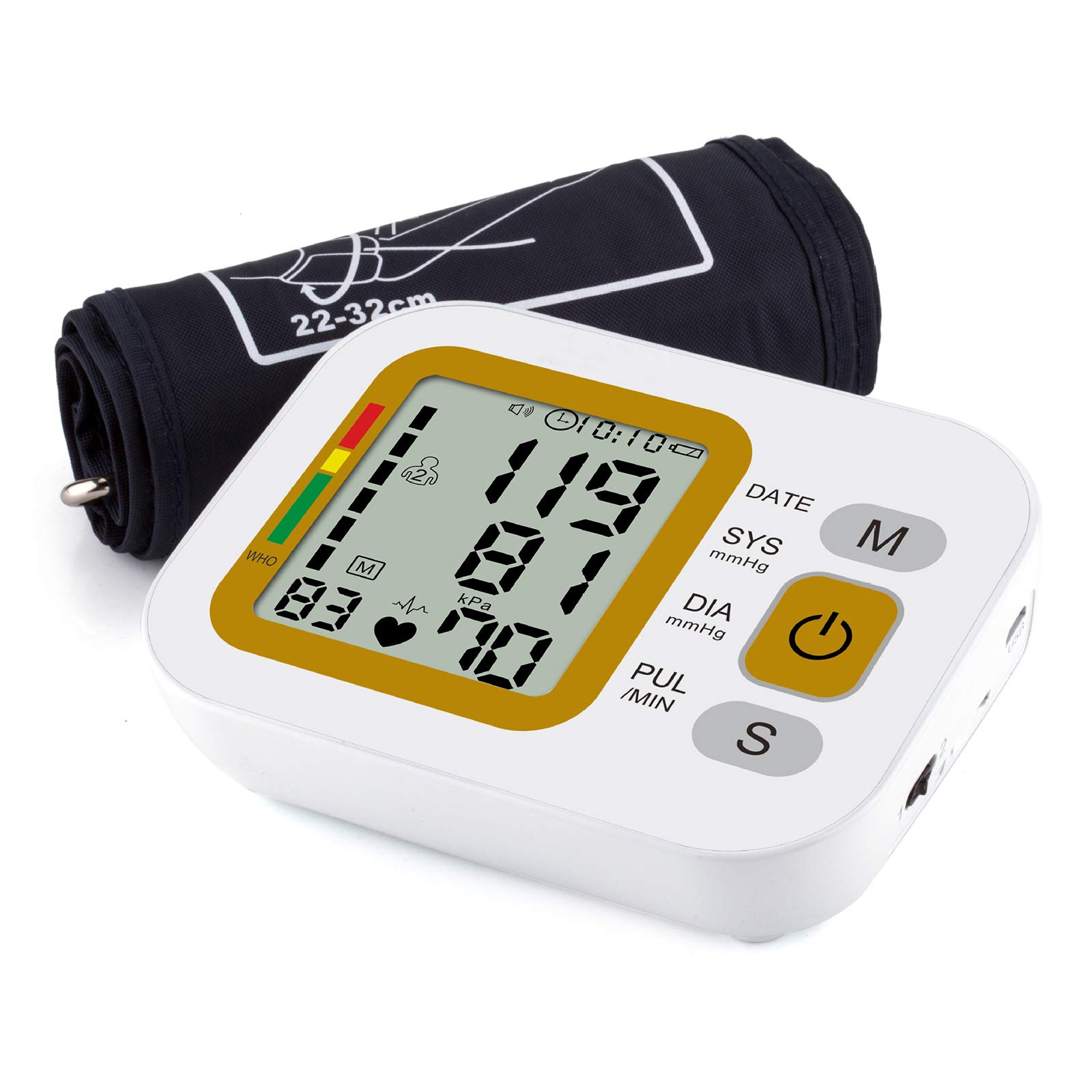 Monitor De Presión Arterial, Brazo Superior, Esfigmomanómetro Electrónico para El Hogar, Monitor De Pulso De Frecuencia Cardíaca Automático, Carga USB,A