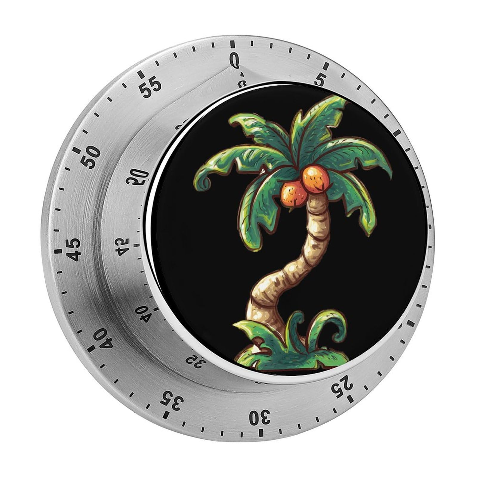 Enchanting Coconuts Trees Mechanical Timer with Alarm for Kitchen Cooking Productivity Stainless Steel Timers