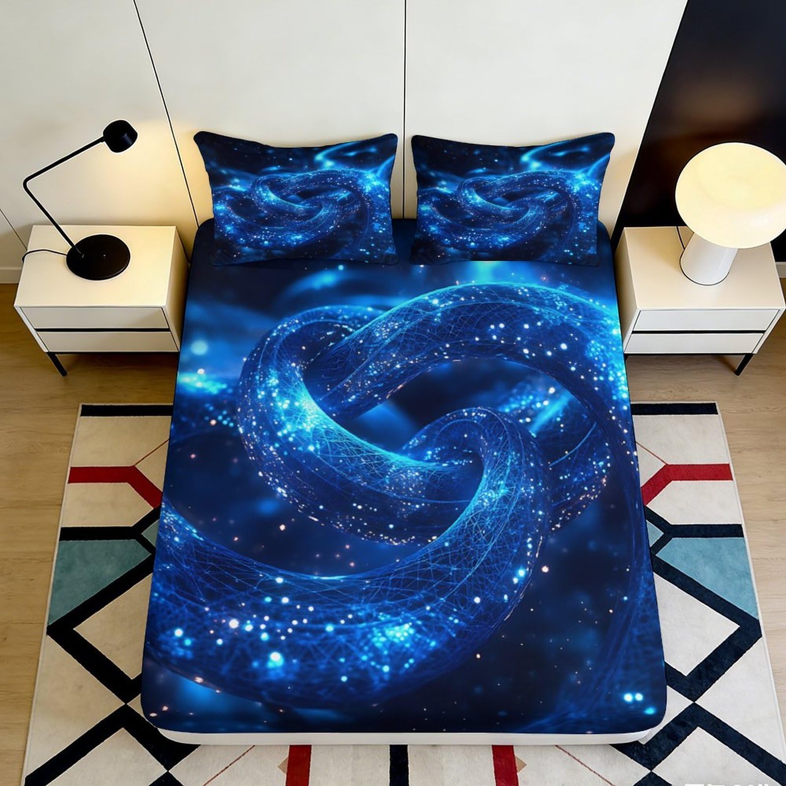 Dhbaneiok Style-3 3D Printed Galaxy Starry Sky Fitted Sheet Microfiber Soft Breathable Cosmic Nebula Mattress Cover For Bedroom Dorm Decor 90X200x25cm