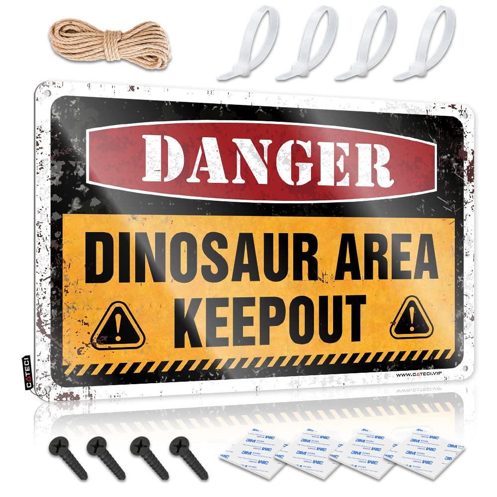 Bar Rules Tin Metal Sign Danger Dinosaur Area Keep Out Sign Man Cave Tin Sign Coffee Tin Sign(30X40CM)
