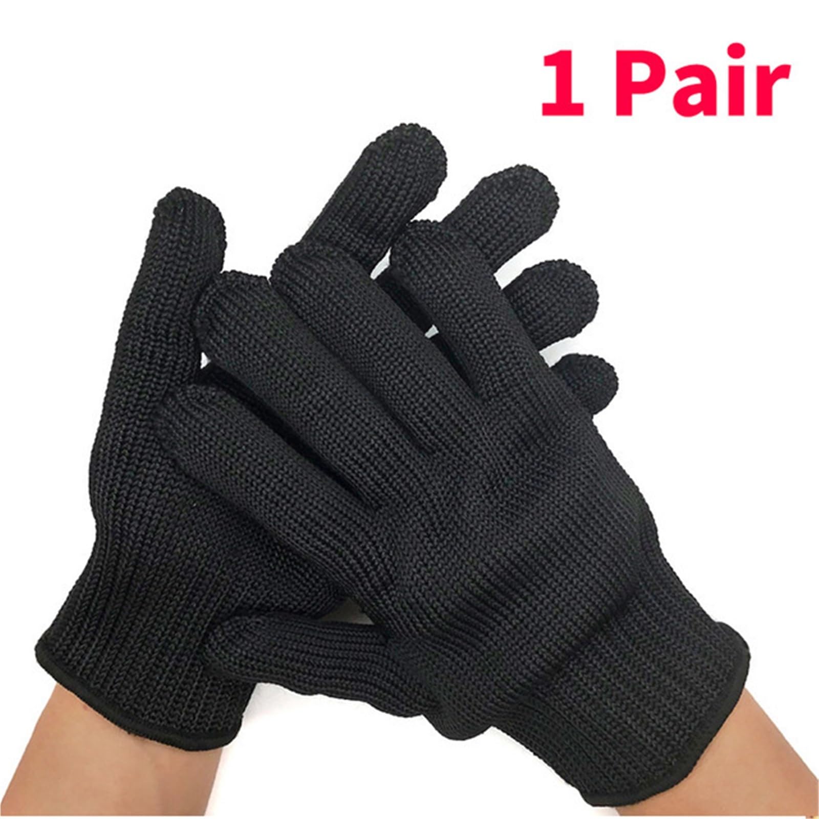 Gants anti-coupures, S de sécurité en maille métallique noire (1 paire), anti-coupures et résistants à l'usure,la boucherie, le jardinage l'autodéfense(L)