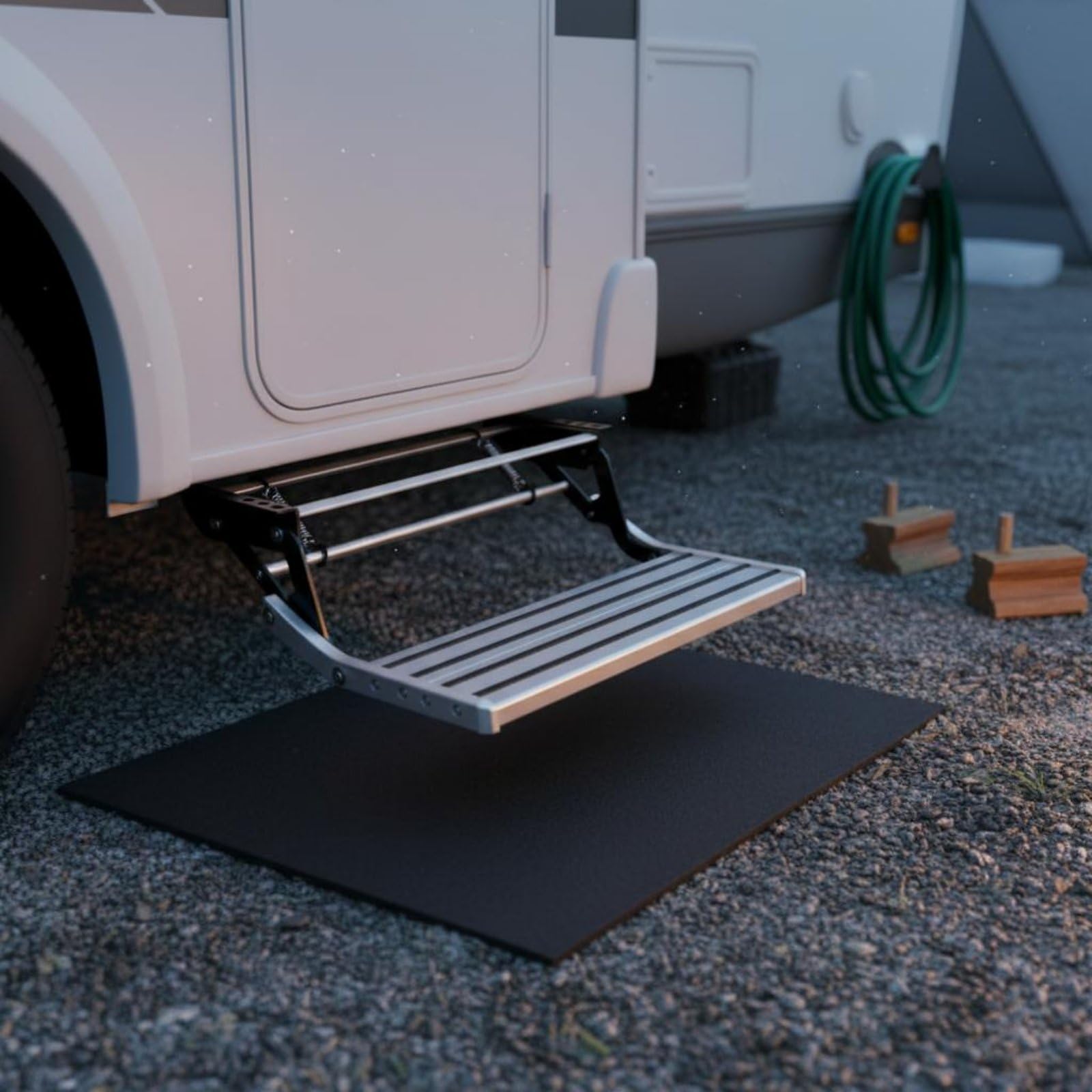 Tablero de Escalón para Vehículo con Función Retráctil Estructura de Acero y Aluminio Superficie de Segura Adecuado para Camping Vacaciones y Estacionamiento