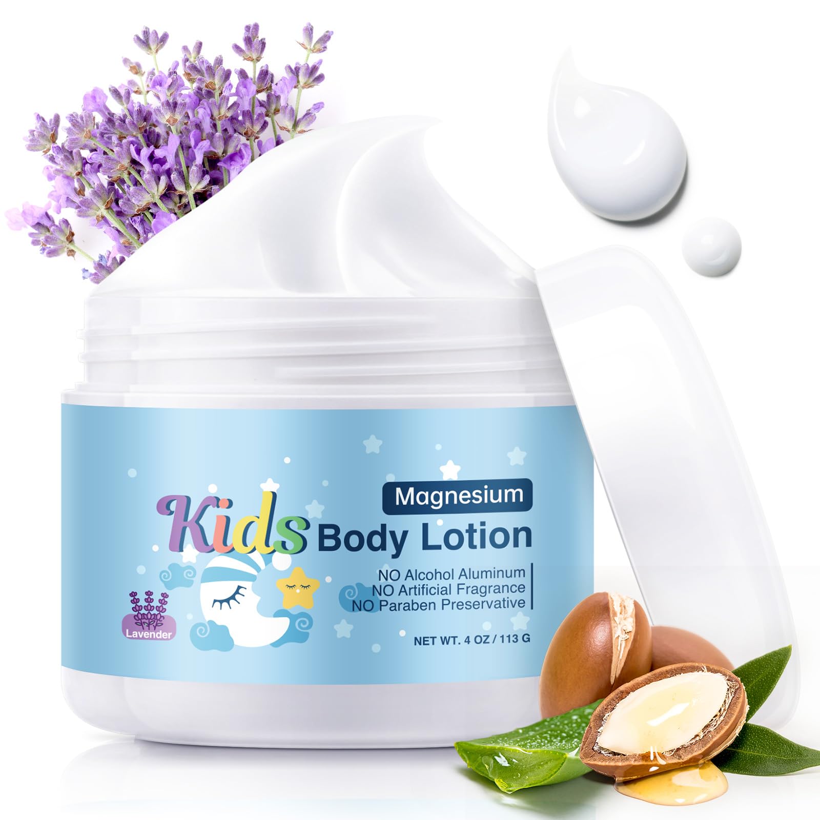 RodPere Magnesium Lotion for Kids & Babies, Bedtime Magnesium Cream for Sleep, Leg Cramps, Lavender Calming Magnesium Oil Lotion for Bone & Muscle