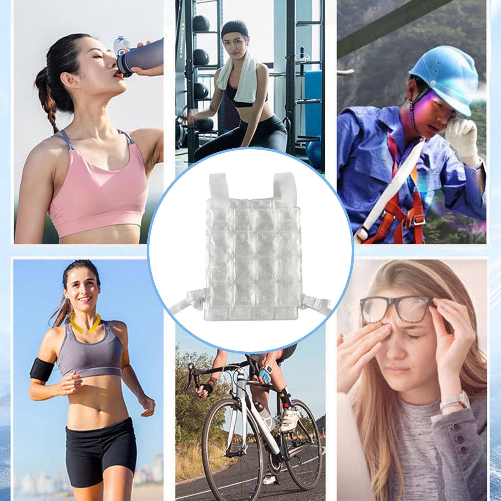 Kamizelka lodowa dla mężczyzn, kamizelka lodowa dla mężczyzn Wiele stref | Ubrania chłodzone wodą, jazda na rowerze, wędkarstwo, gotowanie, o
