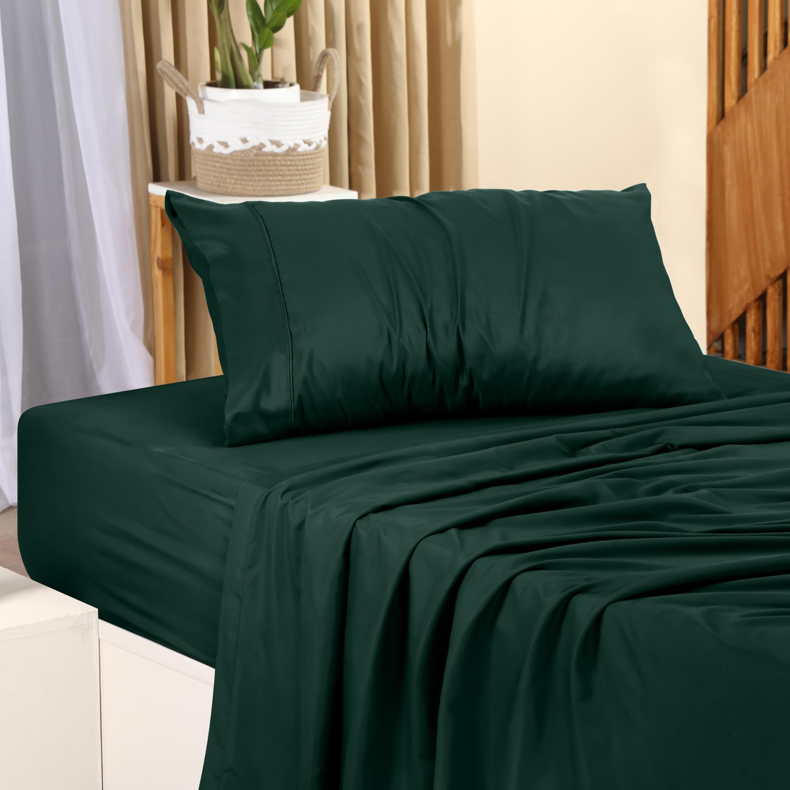 Utopia Bedding Twin Sheets - 3 Piece Bedding - Brushed Microfiber - Shrinkage and Fade Resistant - Easy Care (Twin, Emerald) - Image 2