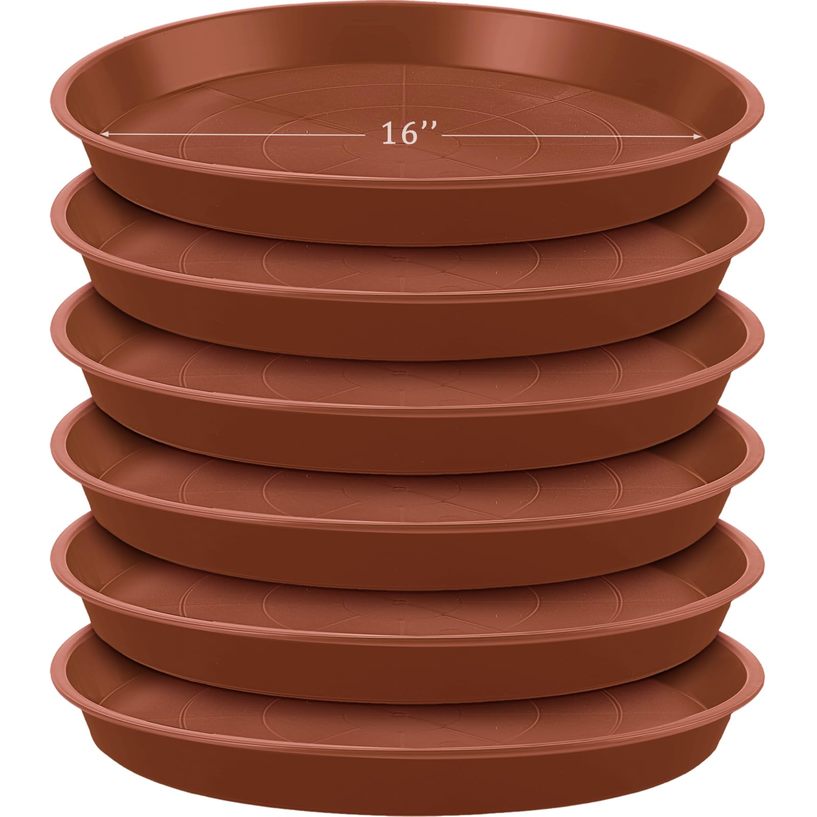 Eccliy 6 Pack Plastic Plant Saucer Heavy Duty Planter Saucers Large Plant Pot Saucers Plastic Water Trays for Indoors and Outdoors Flower Plant Plant Drip (Terracotta,16 Inch)
