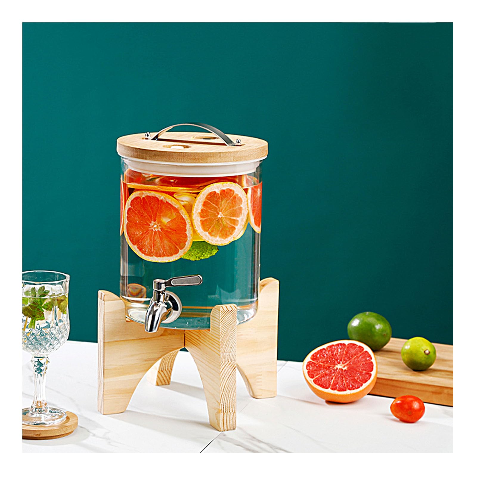 Glaskaraffe,Glaskaraffe Mit Deckel,Glaskrug Mit Wasserhahn Und Deckel Aus,Getränkekaraffe Glaskrug Für Kalt & Heiß Wasser Eistee Kaffee Milch Saft,1.5L