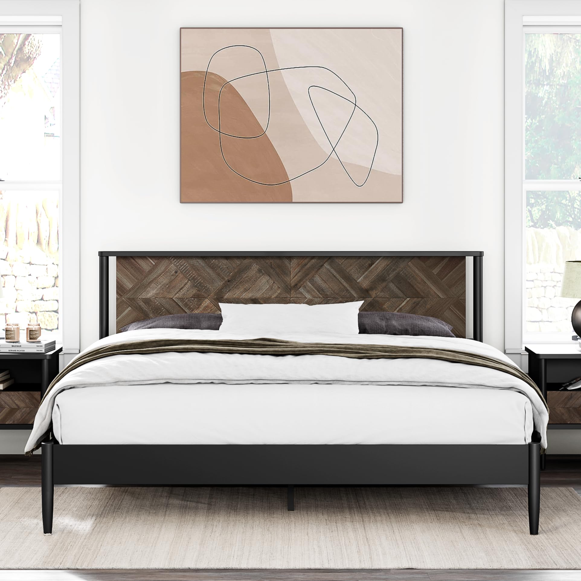 Amazon.com: Howizz Lenia 14 Inch Solid Wood Bed Frame with