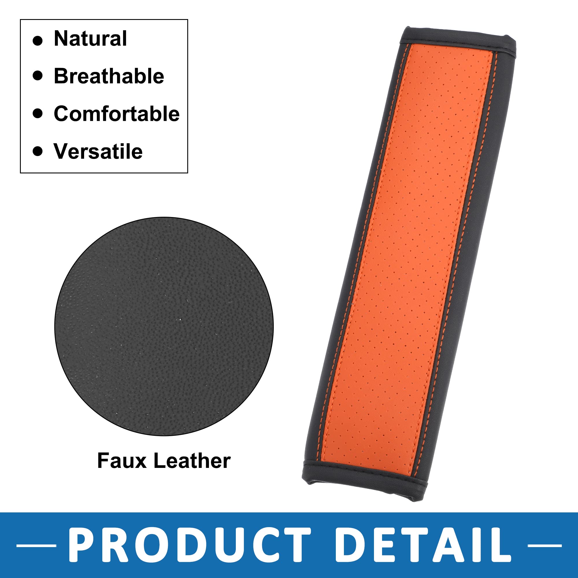 A ABSOPRO Automobile Sicurezza Sedile Cintura Spalla Pad Cablaggio Pelle Arancione (2Set)