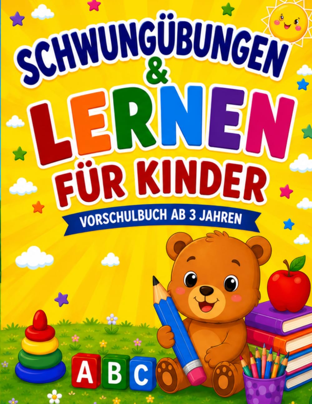 Schwungübungen & Lernen für Kinder: Großes Vorschulbuch mit Buchstaben, Zahlen, Formen und Lernen