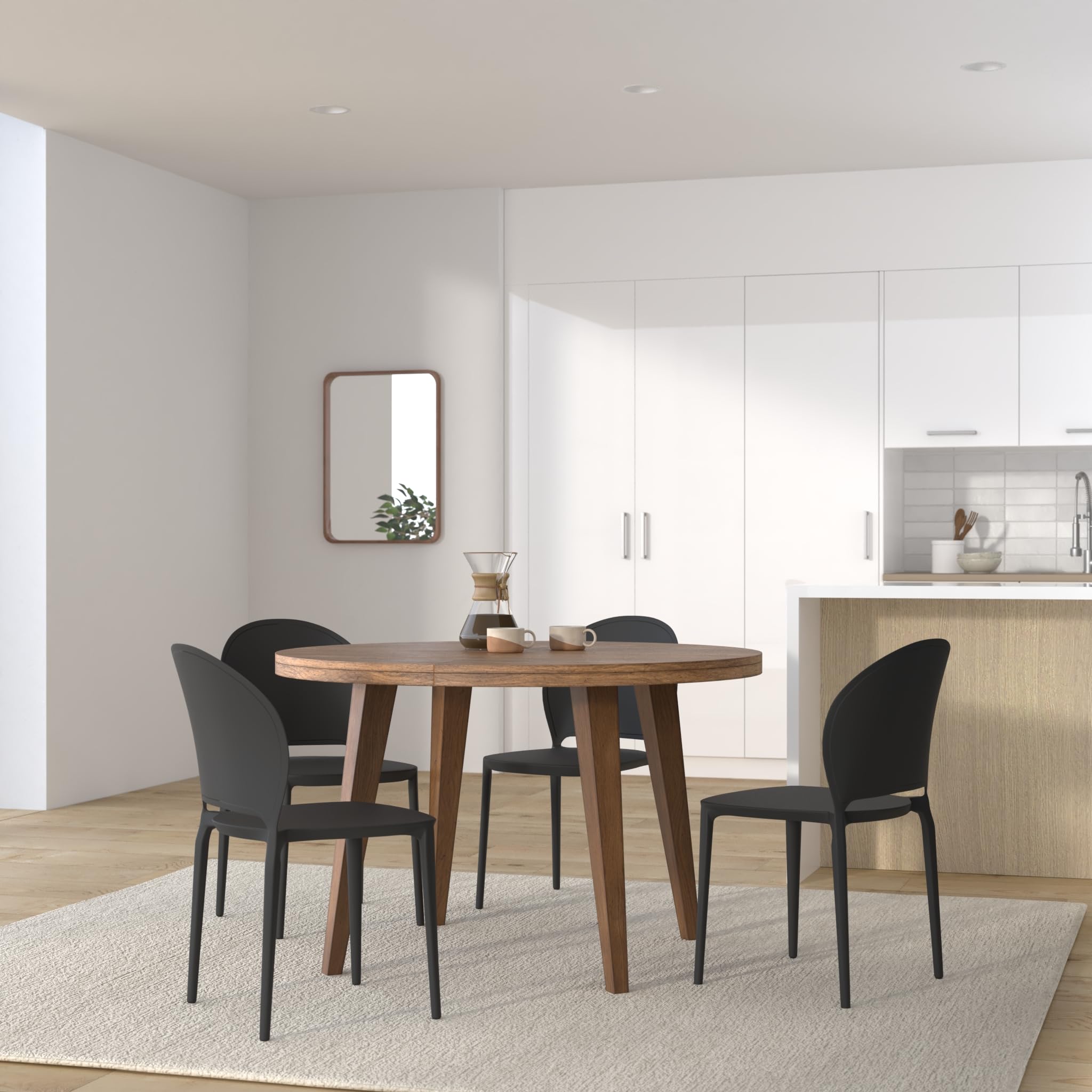 PAZZO DESIGN Chaise Stefania, Ensemble de 4, Noir, Chaises polypropylène, Chaises Cuisine, Chaises Salle à Manger, Chaises Jardin, Empilables - id_1993