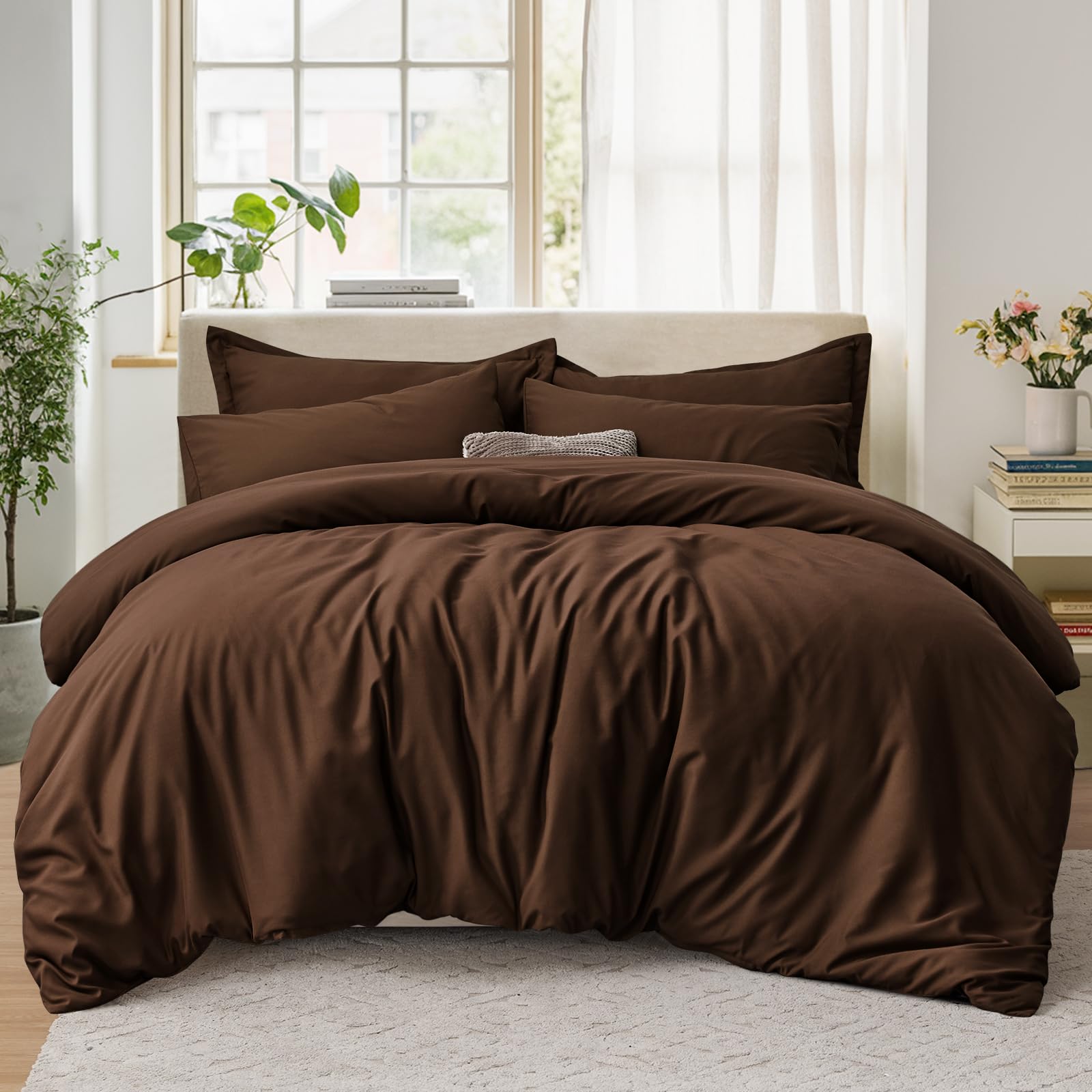 Tifschlaf Double Duvet Set - Bedding Double Bed Set with 2 Pillowcases - Ultrasoft Brushed Microfiber Duvet Cover with Zip Fastening, Brown (200x200) — image 1