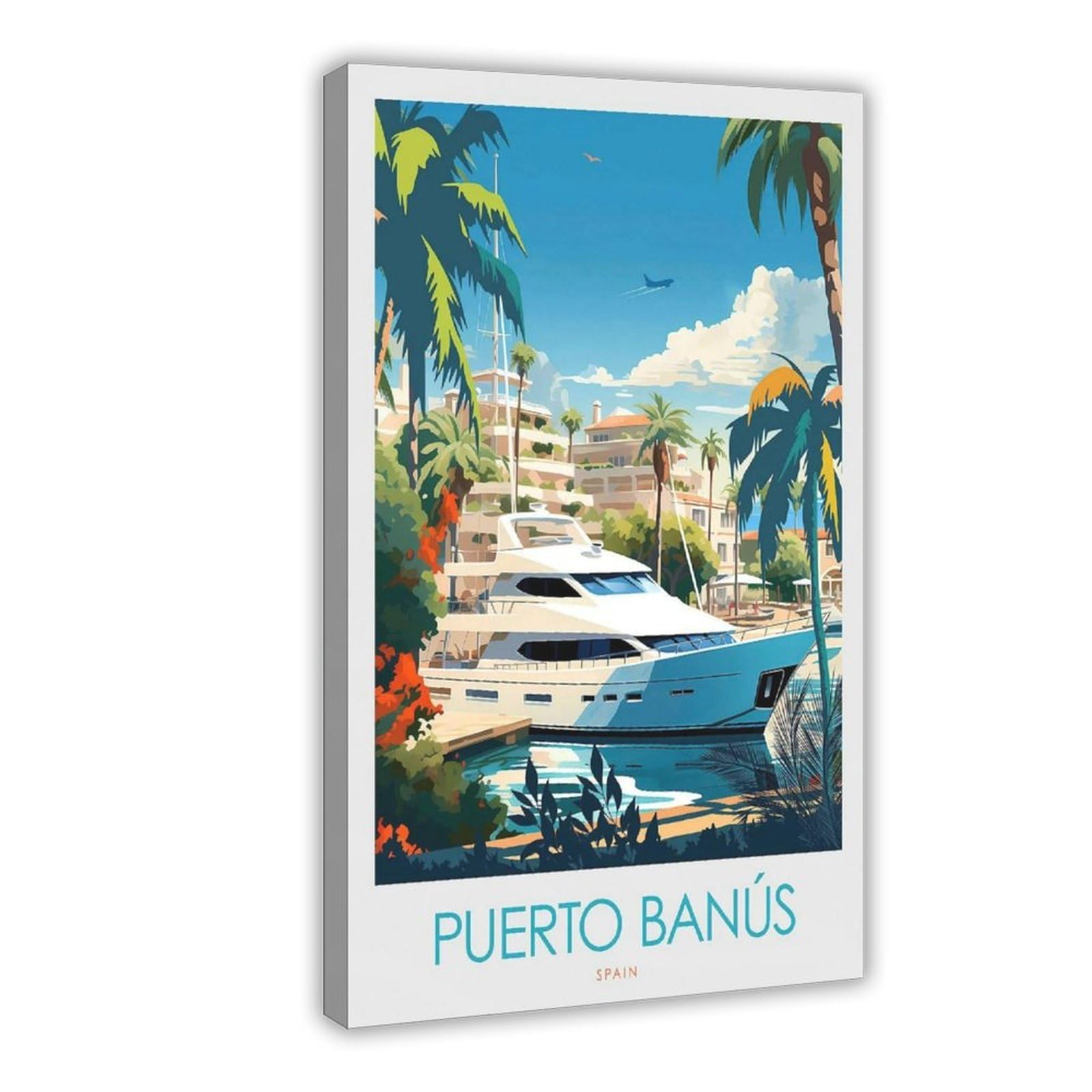 Qogdaf Puerto Banus Travel Spain Canvas Poster Wall Art Decor Print Picture Paintings For Living Room Bedroom Decoration 12X18inch(30X45cm)