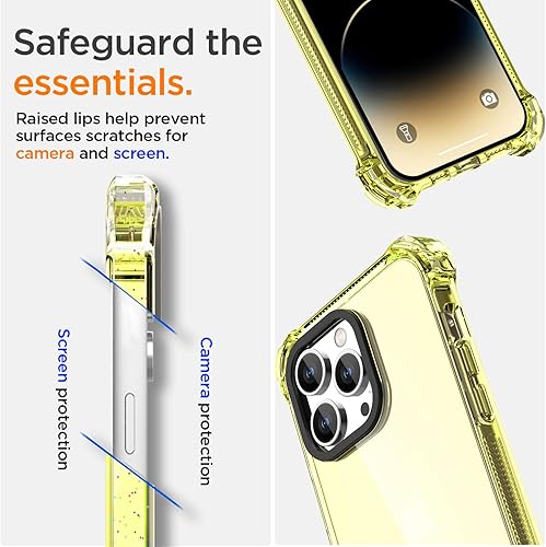 Miniatura 8 de AICase Funda Bounce compatible con iPhone 14 Pro Max, color amarillo transparente, impacto, a prueba de golpes, linda funda protectora para teléfono