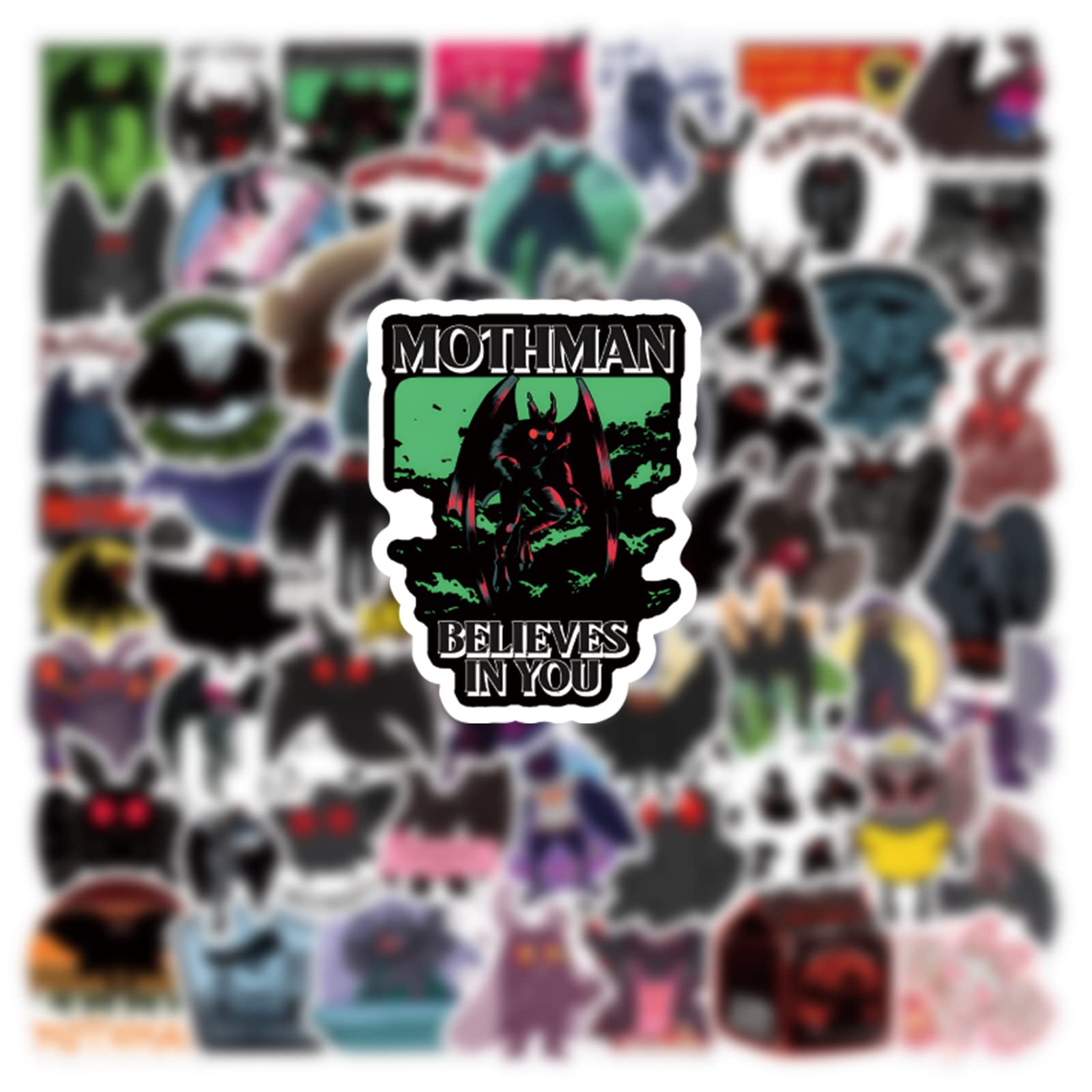 63 adesivi Mothman Cryptid, adesivi impermeabili per casco e telefono portatile, per bambini, adolescenti, adulti, per compleanni, feste di Halloween, decorazioni, bomboniere