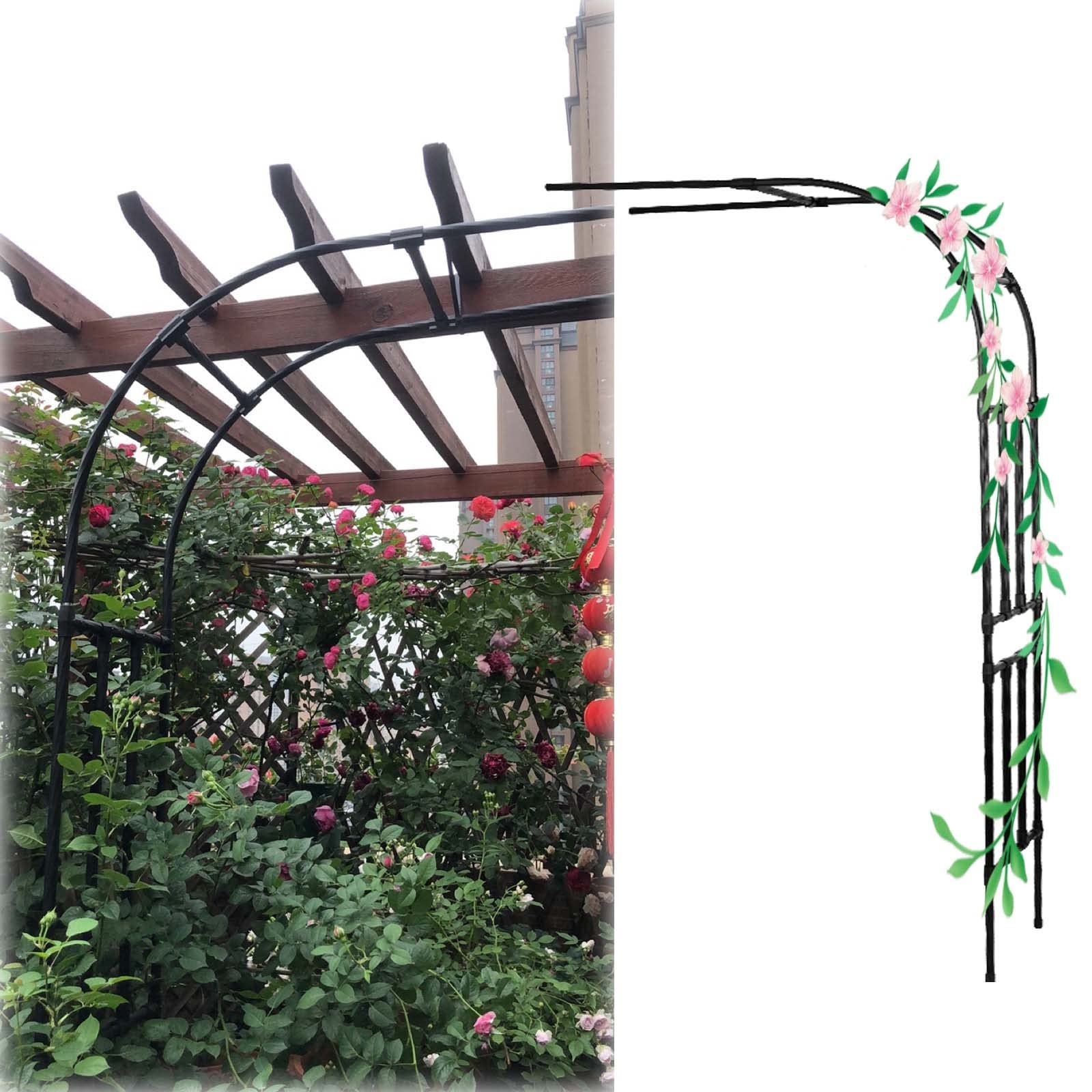 Metalowy łuk ogrodowy do roślin pnących, odporna na warunki atmosferyczne, altanka różana, dekoracyjny łuk półboczny 60-240 cm, czarna struktura ogrodowa