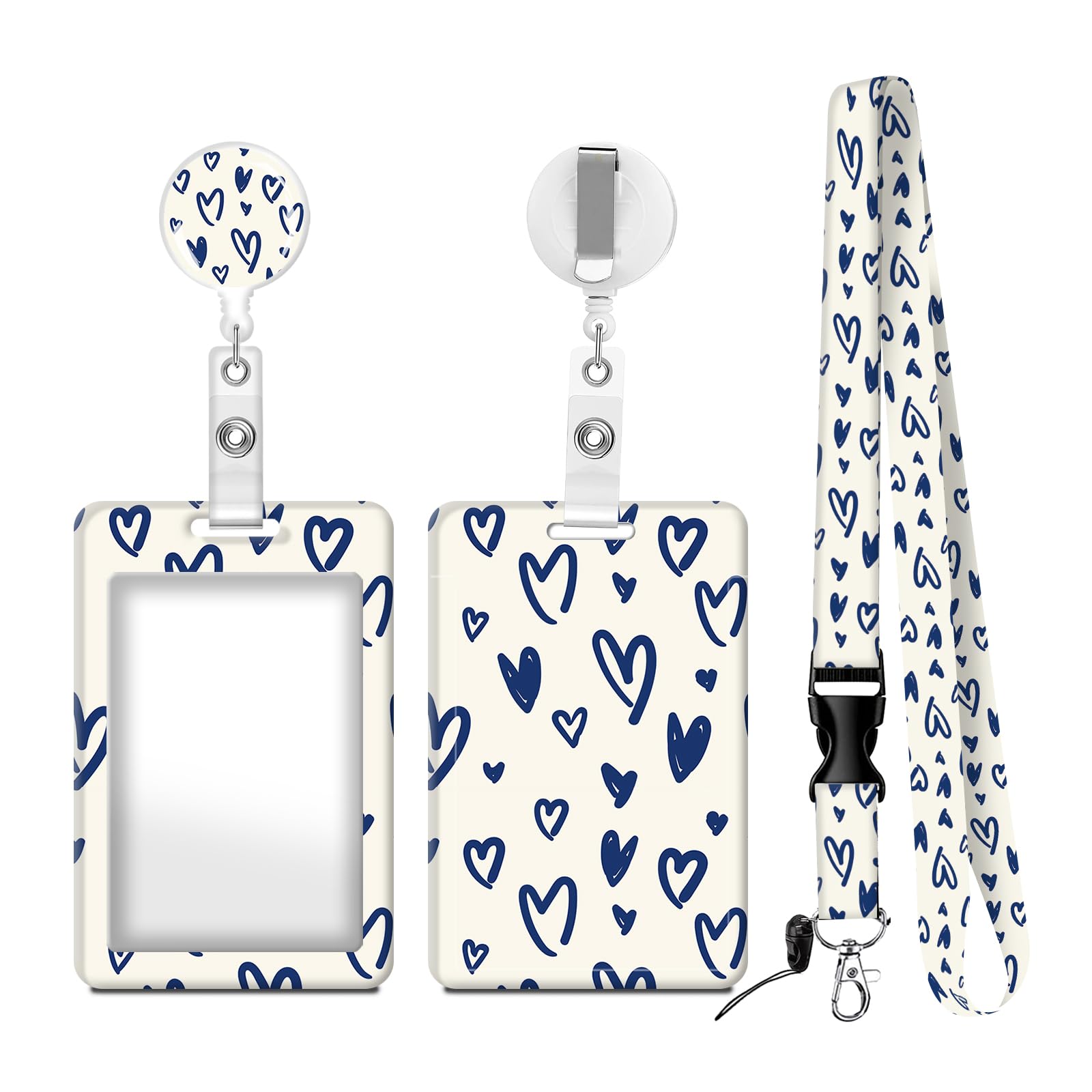 Soporte para tarjetas de identificación con carrete retráctil y cordón separable, clip, elegante protector de etiqueta de nombre para enfermeras, médicos, profesores, estudiantes, regalo para