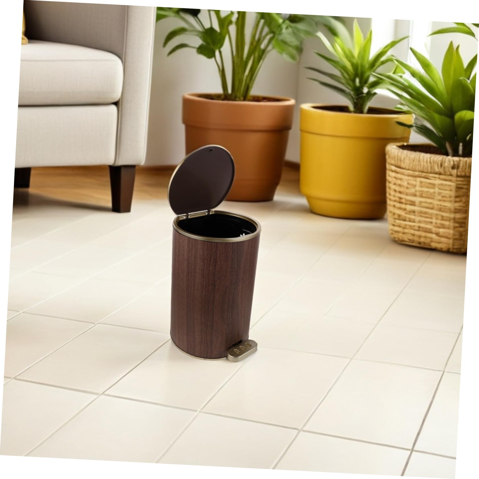 GLEAVI Poubelle Ronde Avec Couvercle à Pédale Conteneur à Déchets Pour Cuisine Salle De Bain Et Chambre Poubelle De Maison Fonctionnelle Et Design Rétro