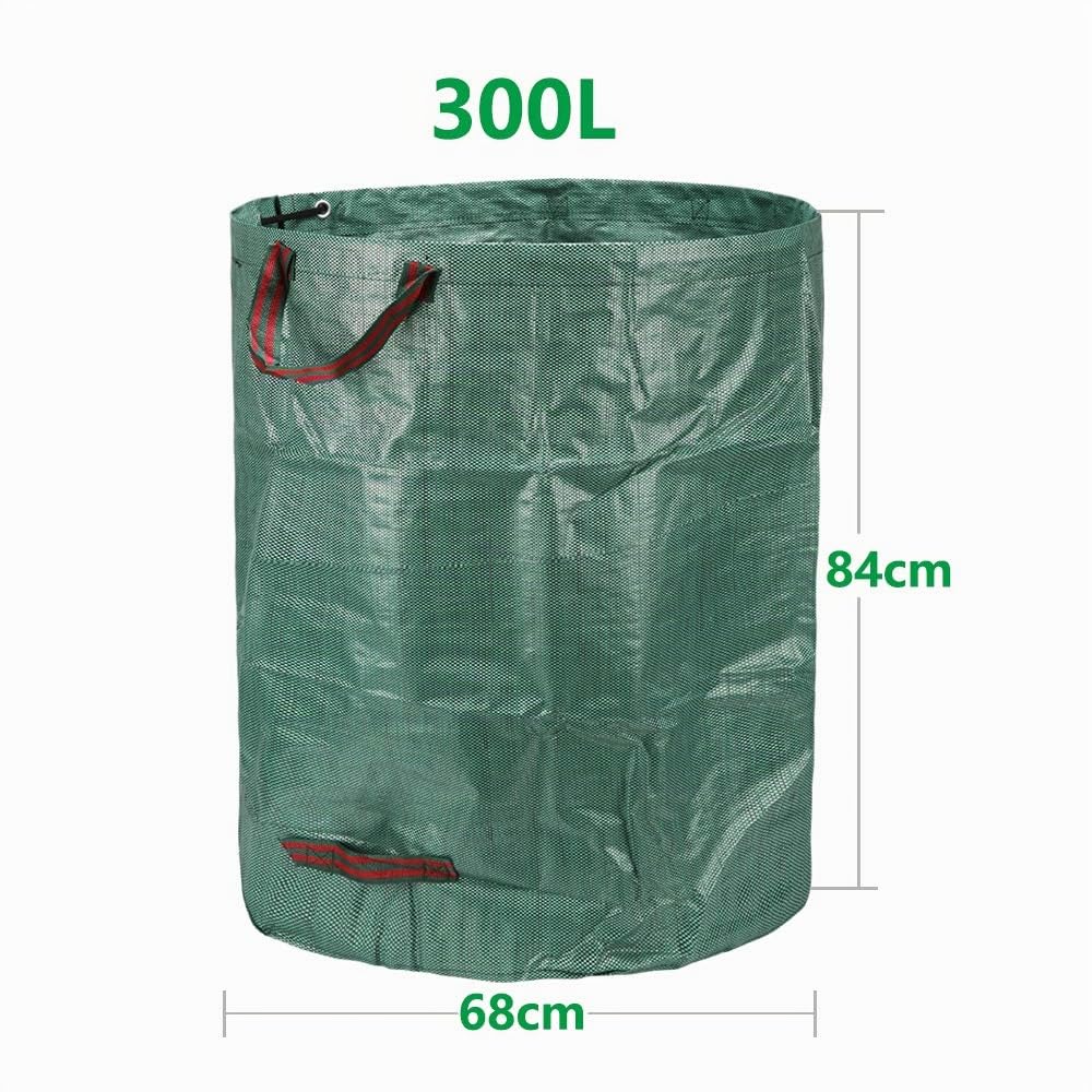 AIXMEET 3x 300L Sacchi Giardinaggio Pieghevole, 68x68x84CM, Polipropilene (PP), Robusto, Impermeabile, Antistrappo, Idrorepellente Riutilizzabile PROFESSIONAL Borsa da Giardino
