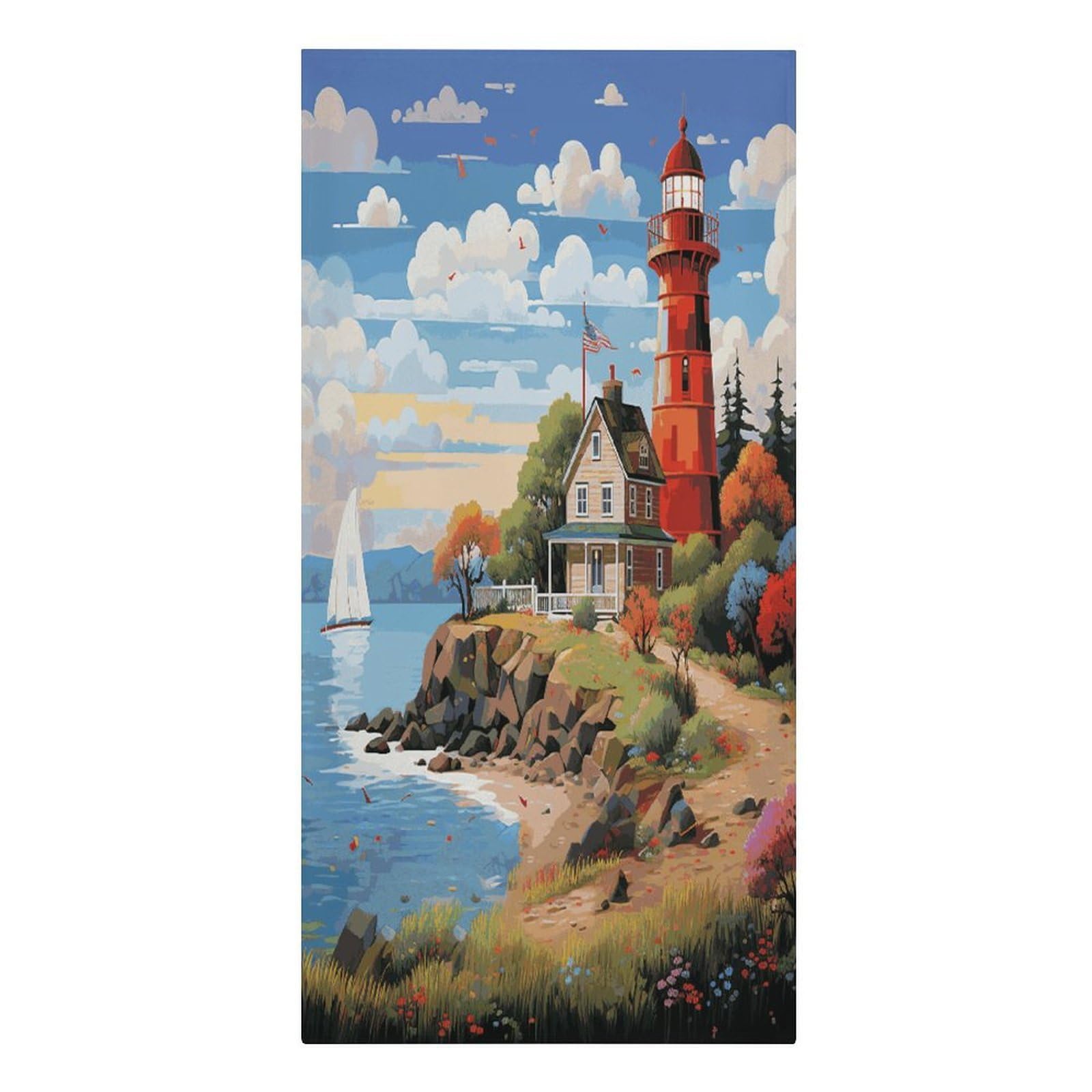 FekiLoot Coastal Lighthouse Towels Lightweight Thin Beach Towel Classic Soft Large Pool Towel Highly Absorbent Sand Free Bath Towels Travel Blanket for Vacation Essentials Adult Gift 30" X 61"