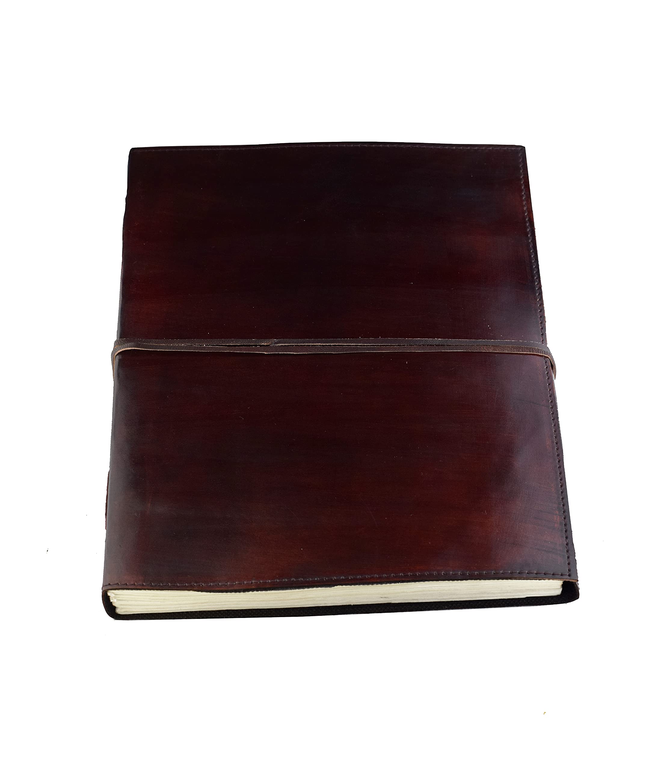 ROOGU Indien Klassik - Notiz- Gäste- Skizzenbuch Leder XXL (mehr als A4) Hardcover Handarbeit Indien NEUE PAPIERART Glatt Ohne Design
