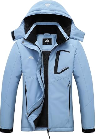 MOERDENG Womens Ski Jacket Waterproof Winter Coat Hooded Snowboarding Jacket Warm Winter Jacket