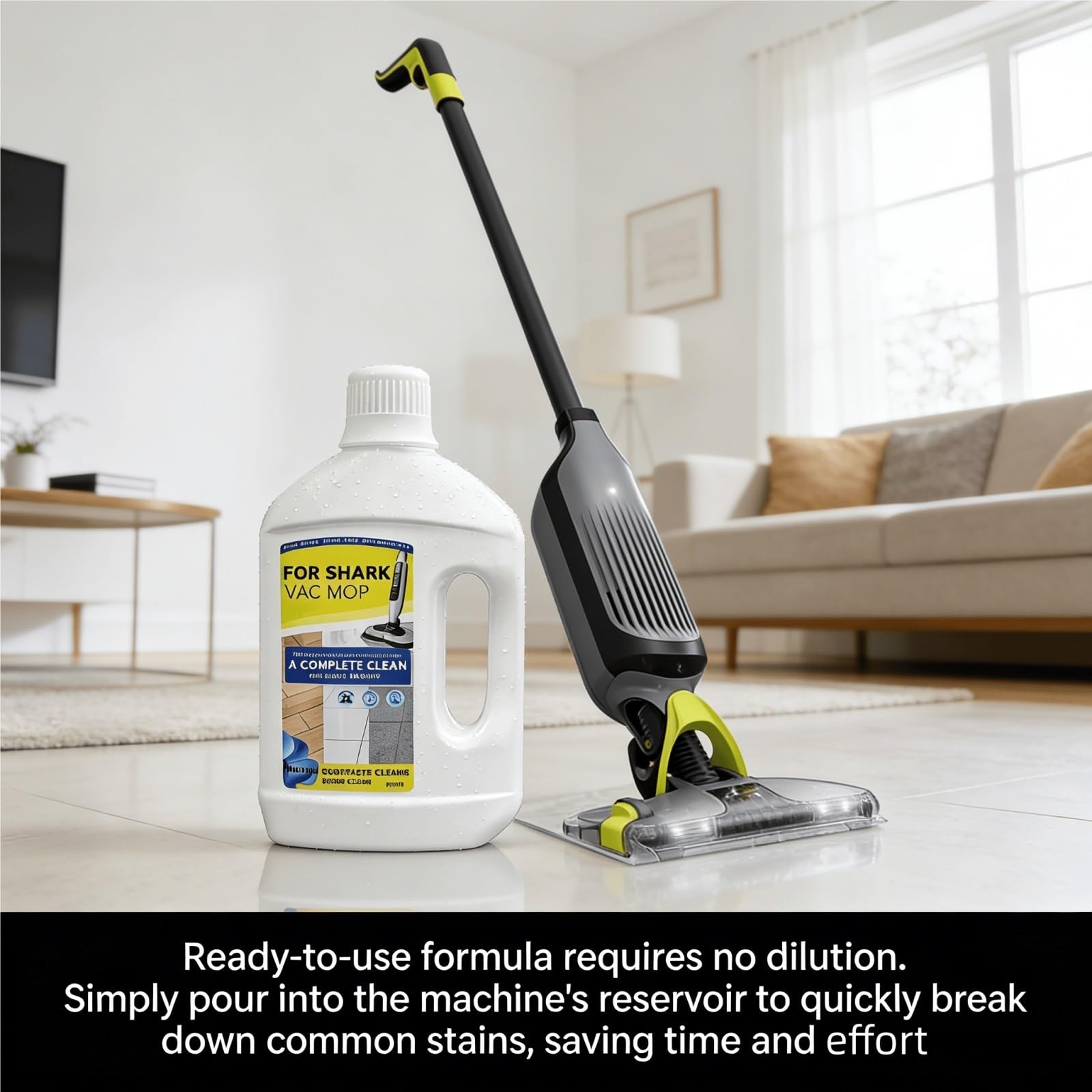 Compatible con Shark VACMOP VM252 Limpiador Sin Cable Limpiador Multisuperficies for Suelos 1L Solución de Limpieza for Madera Sellada Baldosas Laminato Fragancia Primaveral(2 bottle)
