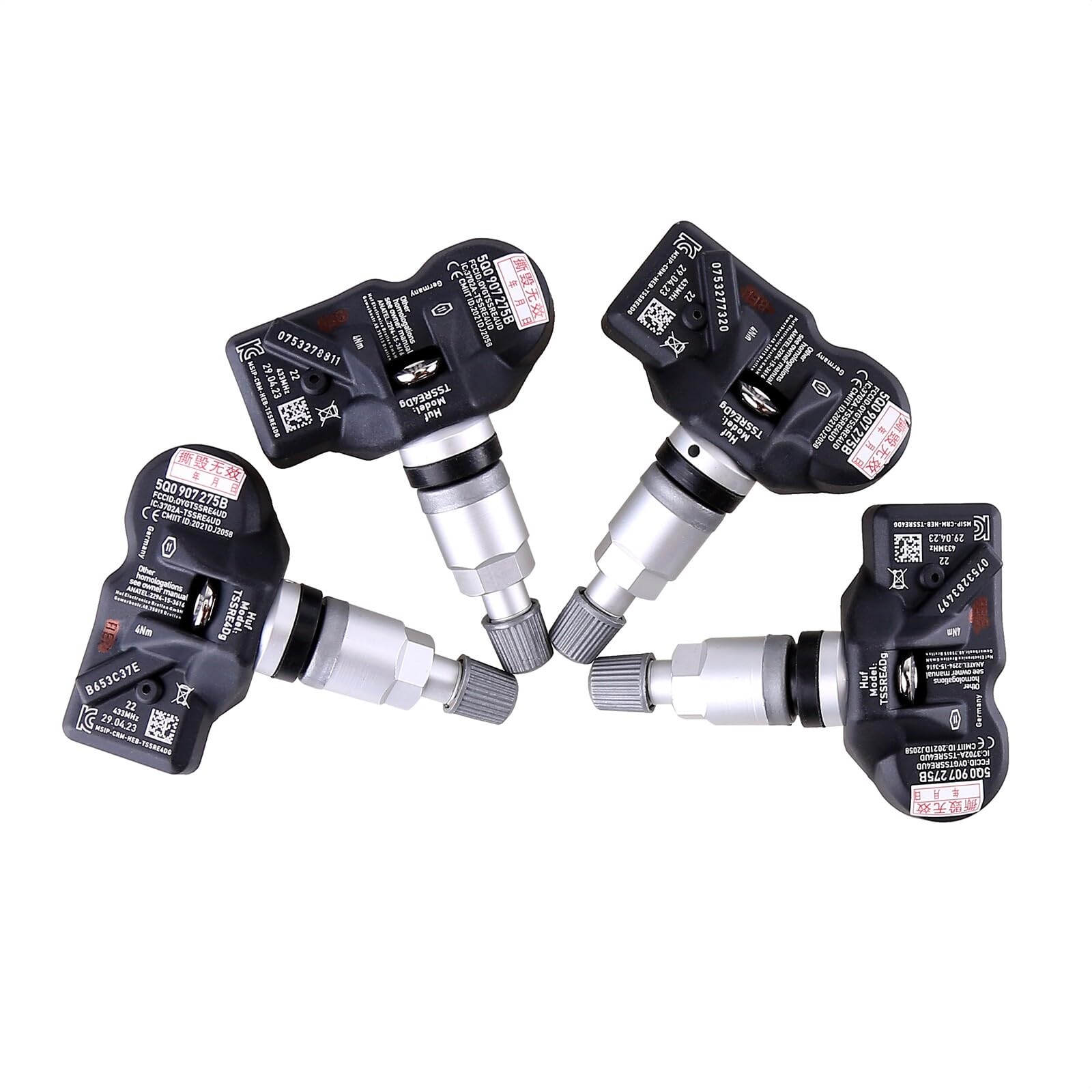 BYNYXI 4 sensori di pressione pneumatici 5Q0907275B RDKS sensore per Passat Porsche Skoda Seat A3 A4 A5 A6 A7 Q1 Q2 Q3 Q4 Q5 Q7 TPMS sensore di pressione dell'aria 5Q0998270B 5Q0907275B