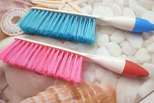 Miniatura 8 de Jilukibo Paquete de 2 sábanas de cerdas suaves con cepillo de limpieza con mango de plástico, azul, rojo rosa