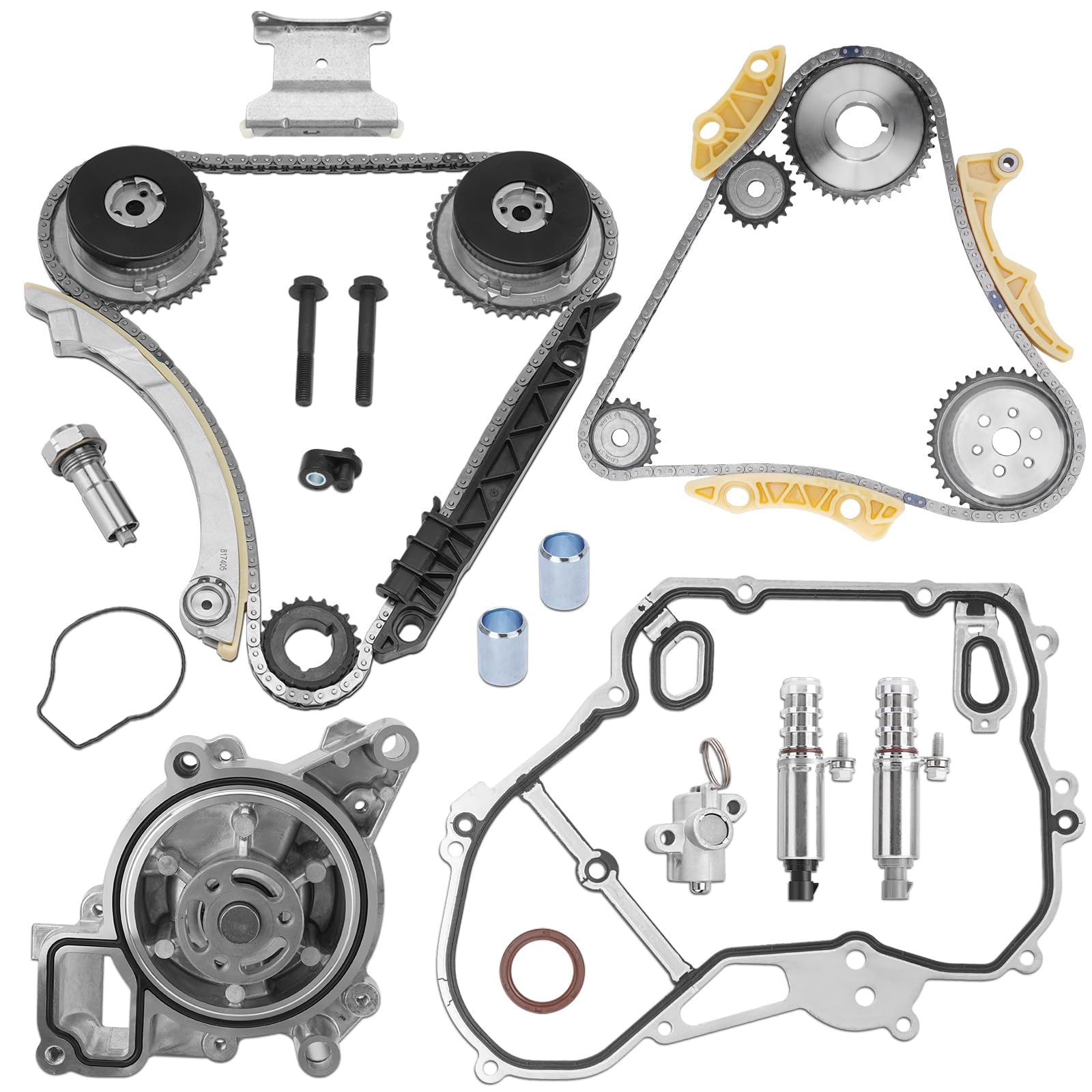 Photo 1 of 2.4 Timing Chain Kit with Water Pump VVT Compatible with Chevy Equinox 2011-17 HHR Impala Malibu Cobalt Buick Regal LaCrosse Verano GMC Terrain Pontiac G5 L4 2.2L 2.4L Ecotec Replace# 9-4201S 12630084