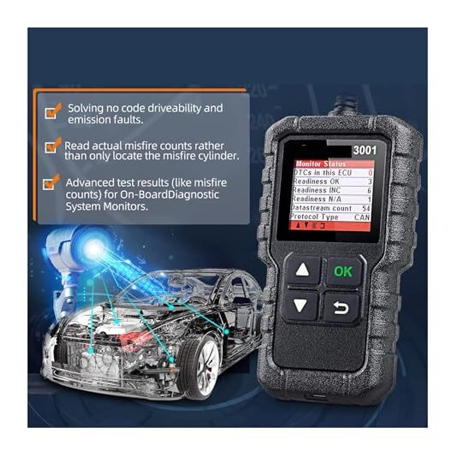 Strumento diagnostico for Auto, Scanner OBD2 X431 CR3001 for guasti al Motore, Lettore di Codici OBDII for, SUV, Camion Leggeri