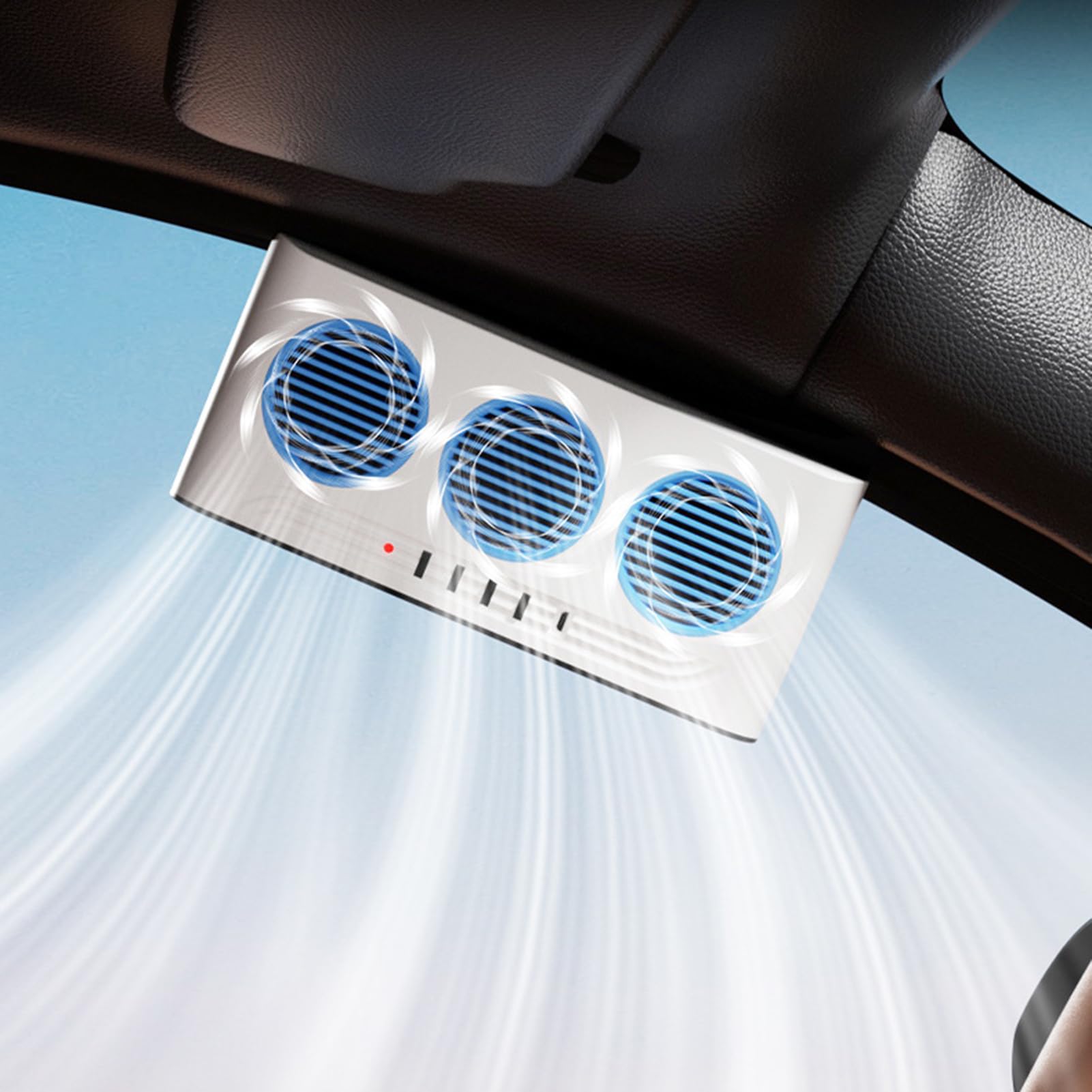 Generico Ventilatore Solare per Auto - Depuratore d'Aria con a LED a Tre Uscite,Ventilatore da Auto | per Viaggi in Camper SUV Furgone Camion Strada Giornaliero