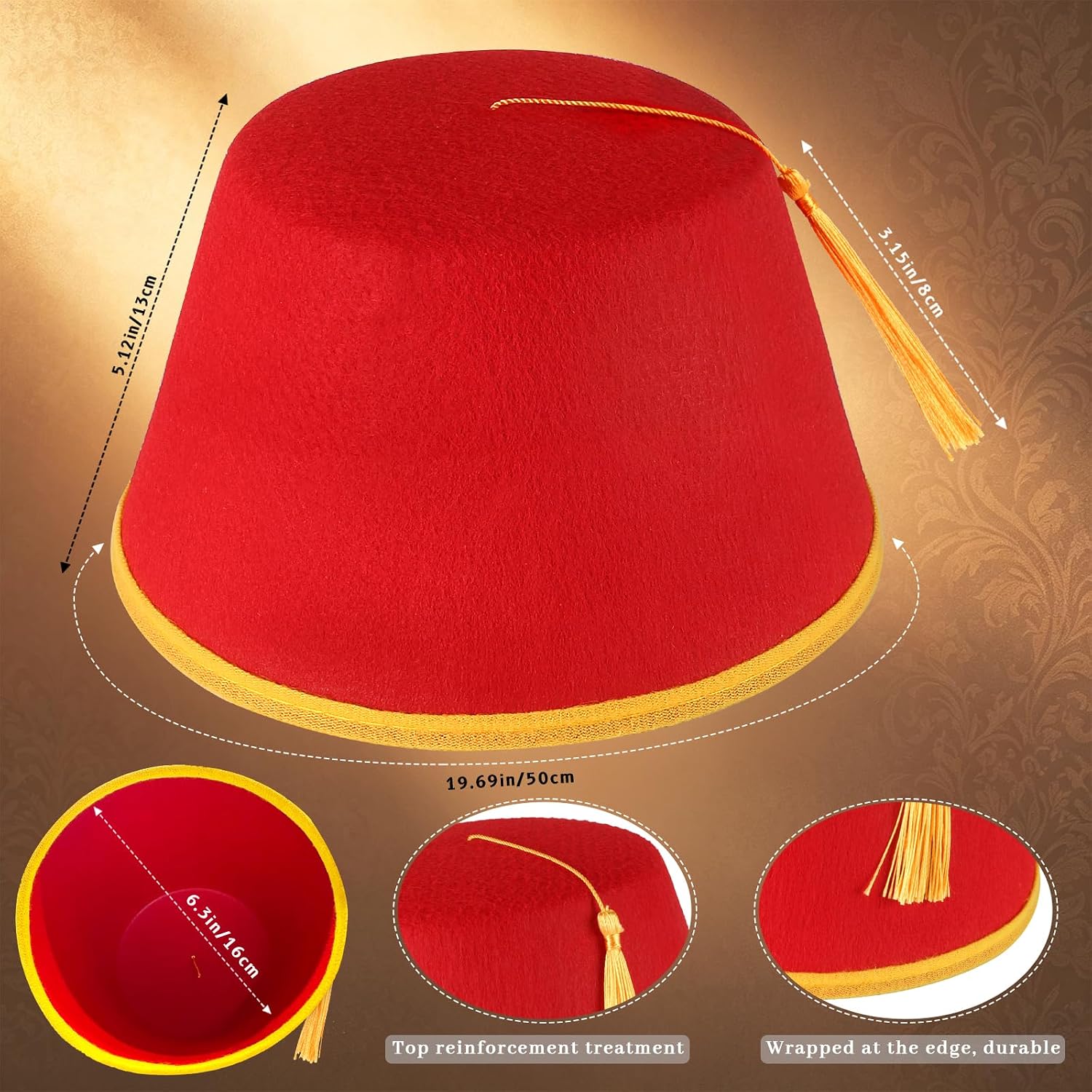 Yewong Halloween Monkey Fez Hat Costume Set with Magic Wish Lamp for Arabian Desert Prince Cosplay
