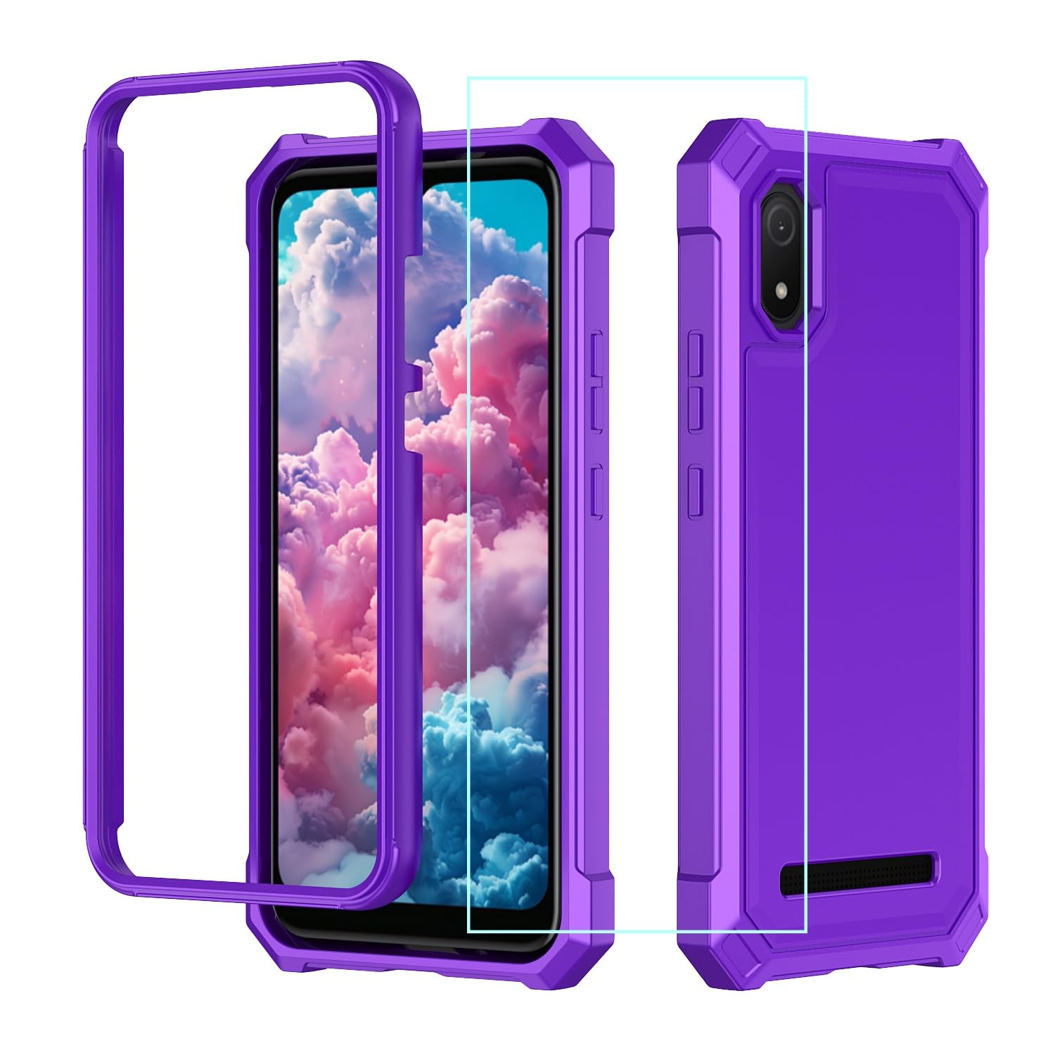 for Cloud Mobile Stratus C8 Case with Screen Protector,Cloud C8 Phone Case Full Body Protection Front Silicone Bumper Frosted PC Back Military Grade