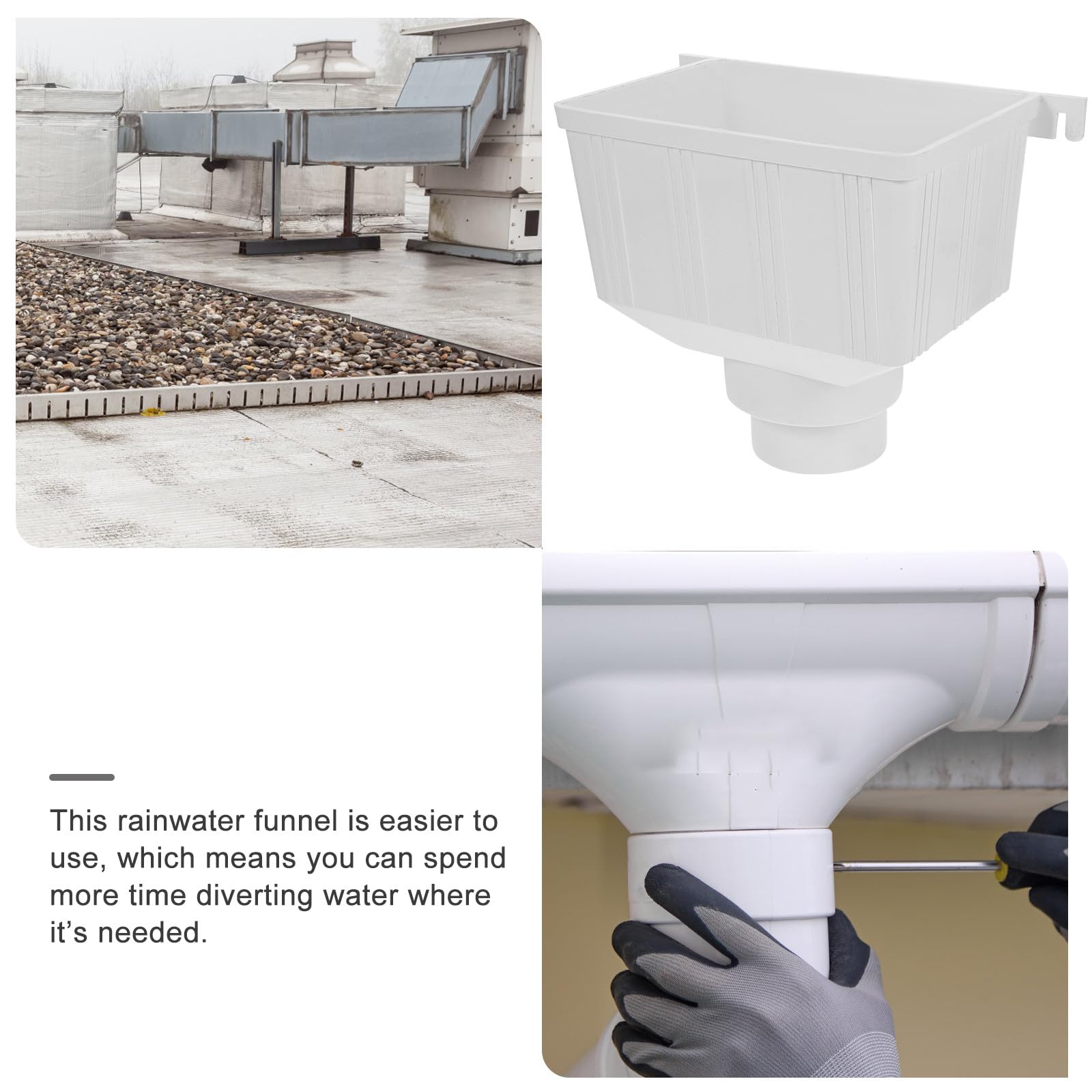 FOMIYES PVC Regenrinnen Adapter 110mm mit Wassersammler Fallrohr Umleitung und Filter Kompatibel mit Standard Regentonnen Schutz vor Fundamentwasserschäden für Garten und Hausgebrauch