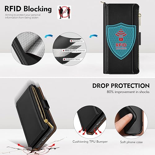 Miniatura 5 de Antsturdy Funda para Motorola Moto G 5G 2023 con tarjetero para mujeres y hombres, funda para teléfono Moto G 5G 2023, bloqueo RFID, piel sintética,