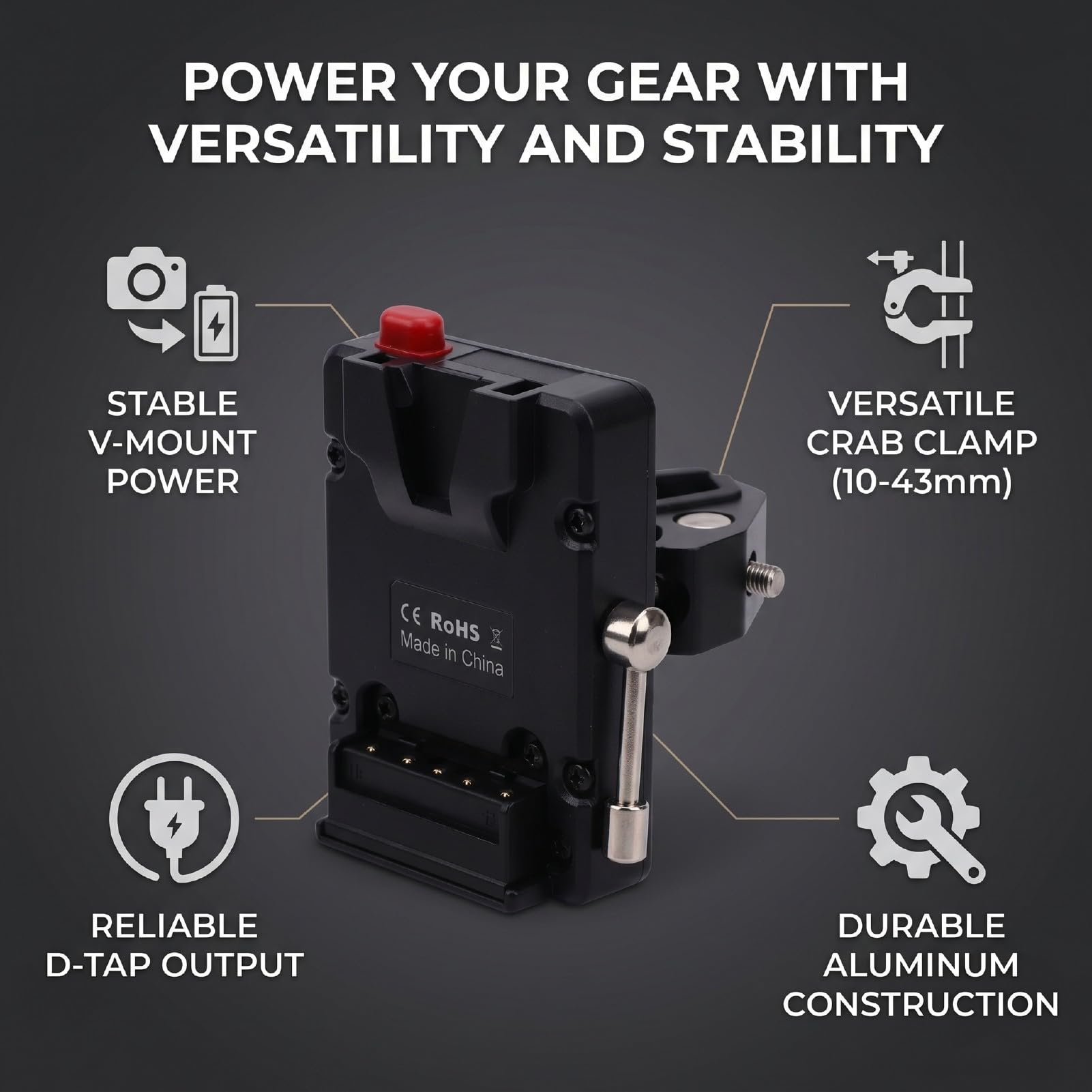 KIMISS Staffa Batteria V Mount V Lock, Lega di Alluminio Pesante