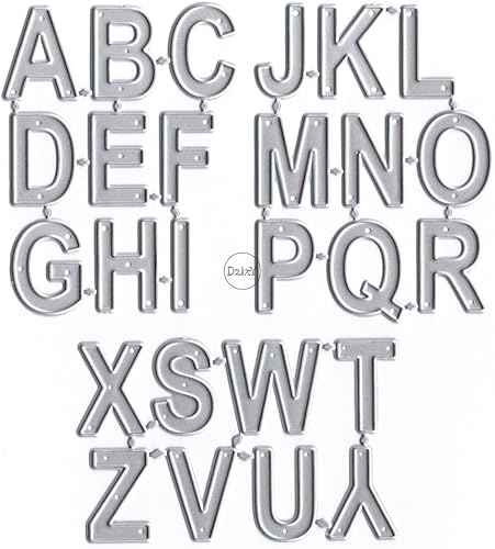 DzIxY 26 troqueles de corte de metal con letras inglesas en mayúsculas para hacer tarjetas, juegos de troqueles de papel para grabar, álbumes de