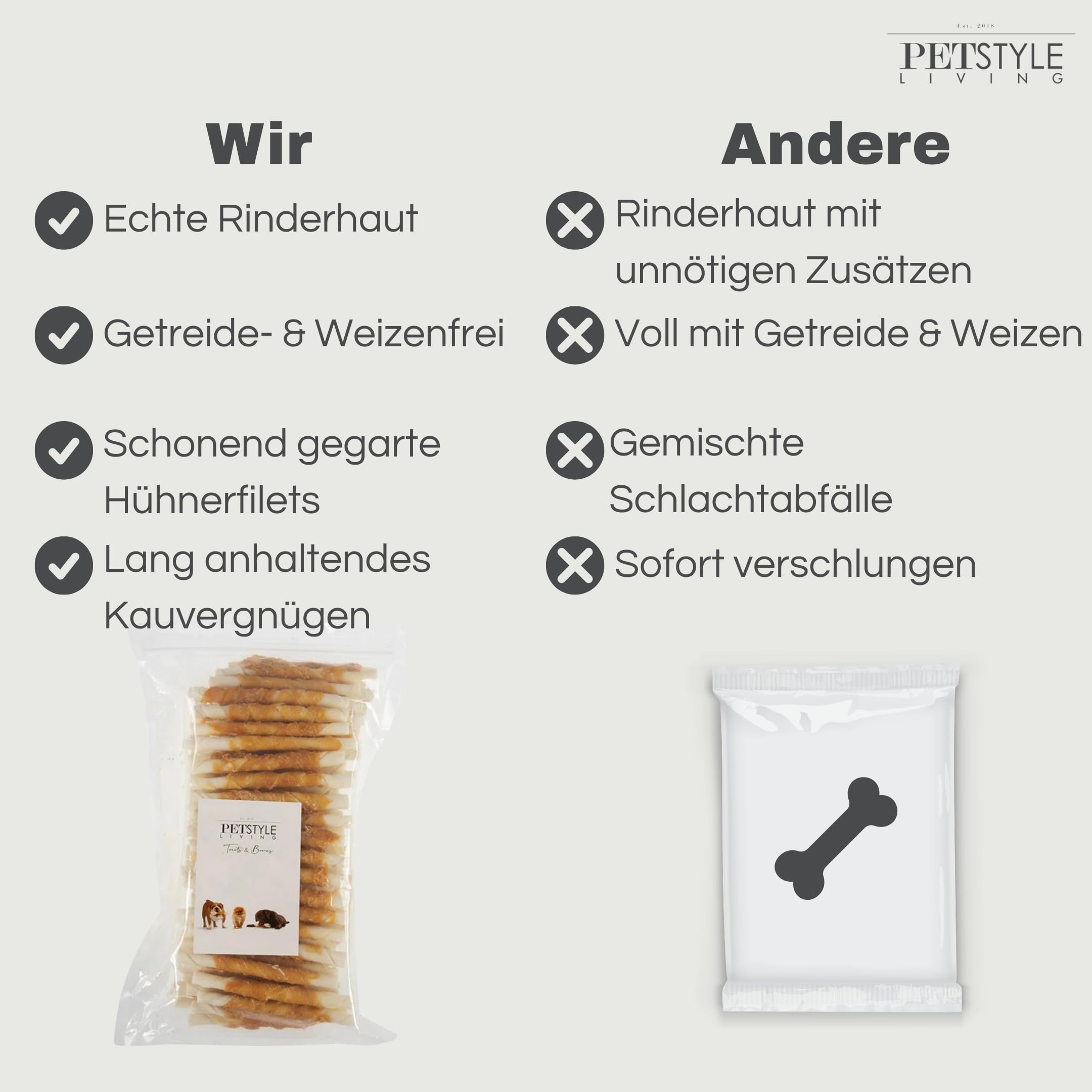 Kaustange mit Huhn - Hundesnack - 12,5cm - 100 Stück