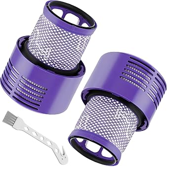 2 Pack SV27/V10 Replacement Filters for V10 Cyclone/Animal/Absolute/Total Clean/Motorhead & SV12/SV27, Replace Part 969082-01, Washable Reusable Vacuum Accessory,with 1 Clean Brush