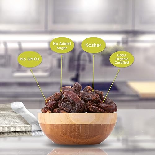 Miniatura 2 de Dátiles orgánicos  Tamaño a granel  28 onzas  Kosher sin OMG secado al sol sin hueso Deglet Nour Dates